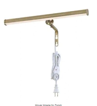 Photo 1 of 14 in. 4-Watt Antique Brass Adjustable Integrated LED Picture Light with Decorative Hinge, 3000K
