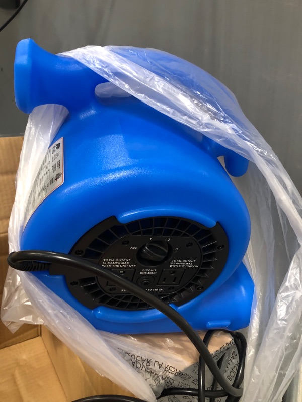 Photo 2 of B-Air VP-25 1/4 HP Air Mover for Water Damage Restoration Carpet Dryer Floor Blower Fan Home and Plumbing Use Blue
