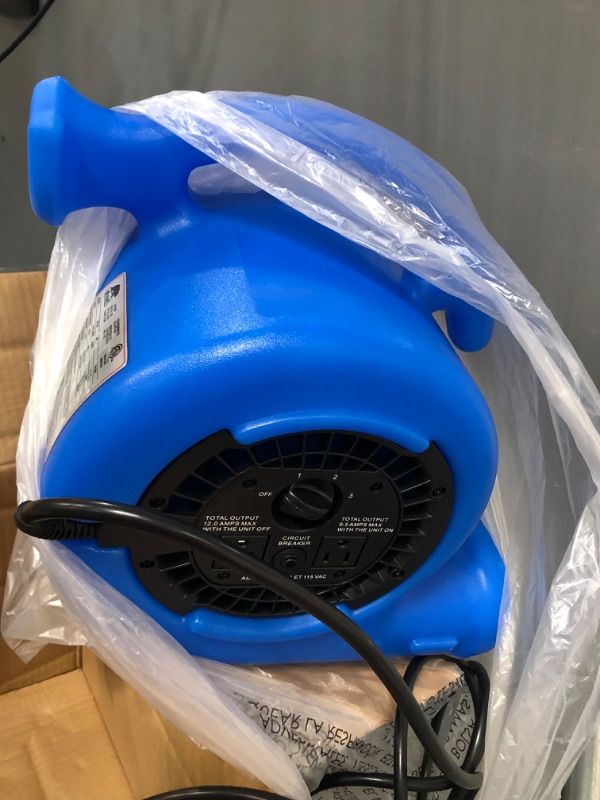 Photo 2 of B-Air VP-25 1/4 HP Air Mover for Water Damage Restoration Carpet Dryer Floor Blower Fan Home and Plumbing Use Blue
