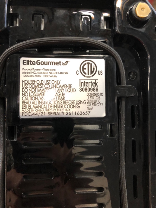 Photo 4 of Elite Gourmet ECT-4829B Long Slot Toaster, 6 Toast Settings, Toaster Defrost, Reheat, Cancel Functions, Slide Out Crumb Tray, Extra Wide Slots for Bagel Waffles, 4 Slice, Black
