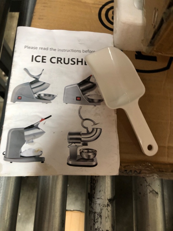 Photo 2 of OKF Ice Shaver Prevent Splash Electric Three Blades Snow Cone Maker Stainless Steel Shaved Ice Machine 220lbs/hr Home and Commercial Ice Crushers 
