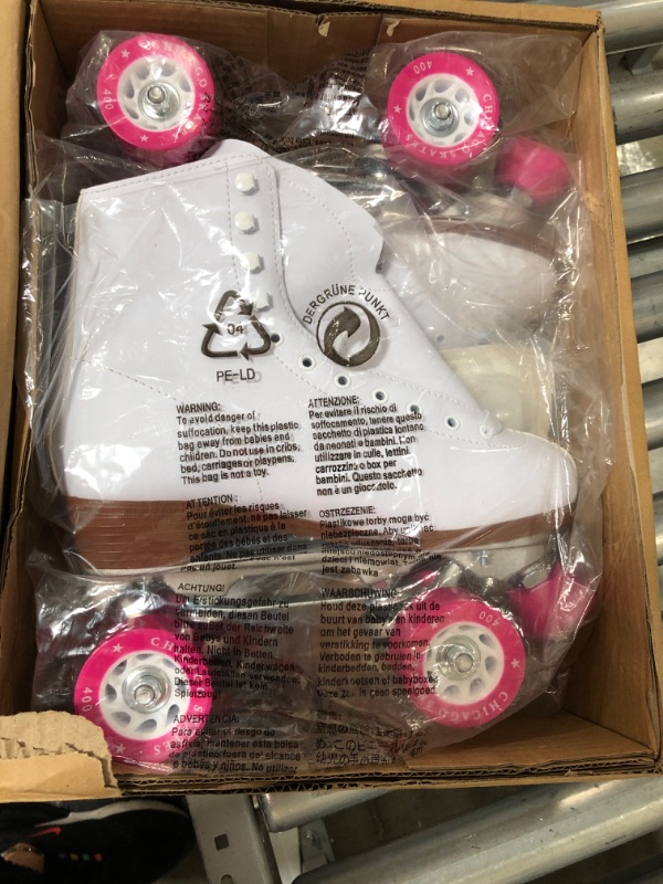 Photo 2 of CHICAGO Women's and Girl's Classic Roller Skates - Premium White Quad Rink Skates 8
