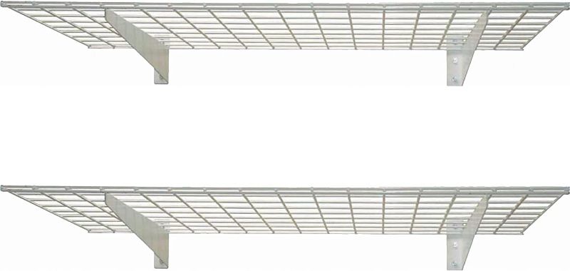 Photo 1 of HyLoft 00967 45-Inch by 15-Inch Steel Wall Shelf for Garage Storage, Low-Profile Brackets, Off White, 2-Pack