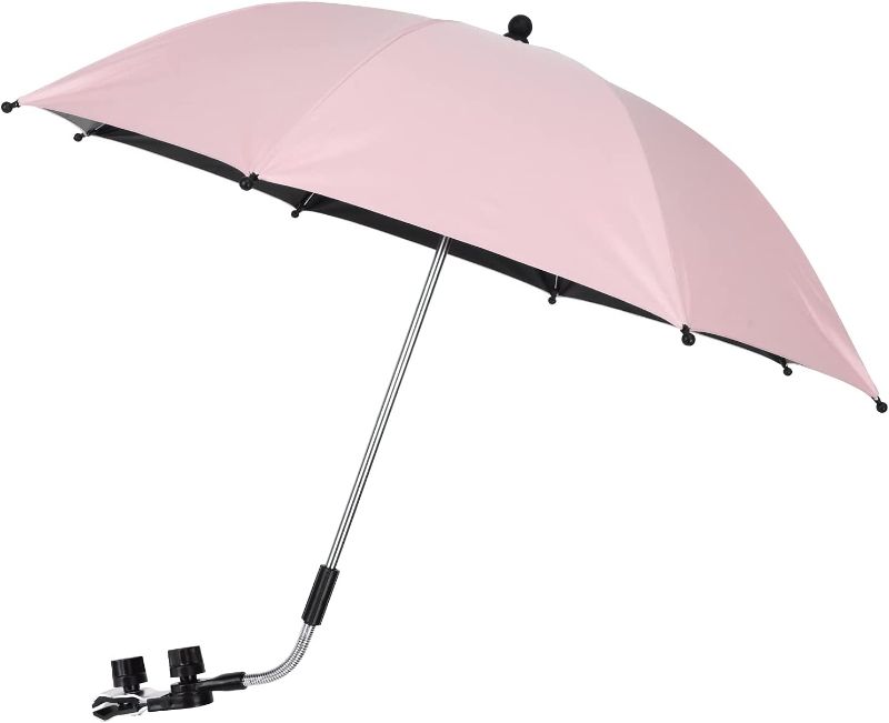 Photo 1 of Baby Strollers Umbrella with Adjustable Clamp,Children Buggy Sun-Proof Parasol with Clip On UPF 50+ Great for Pushchair Pram (Pink)
