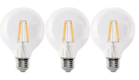 Photo 1 of 100-Watt Equivalent G25 E26 Dimmable Filament CEC 90 CRI Clear Glass LED Light Bulb, Daylight 5000K (3-Pack)
