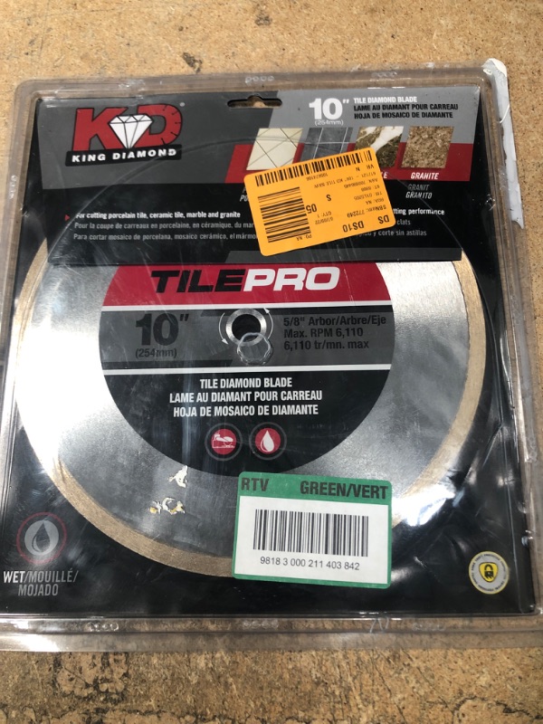 Photo 1 of 10 in. Diamond Tile Circular Saw Blade
