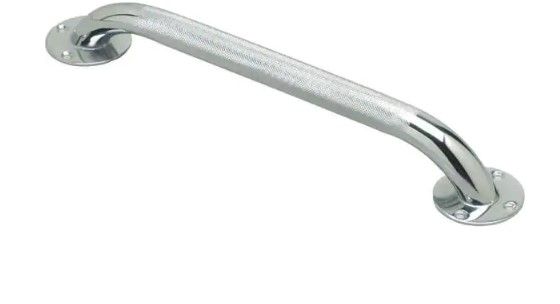 Photo 1 of 18 in. x 1-1/4 in. Bath Safety Grab Bar in Knurled Chrome
