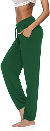 Photo 1 of DIBAOLONG Womens Yoga Pants Wide Leg Comfy Drawstring Loose Straight Lounge Running Workout Legging Large ink green
