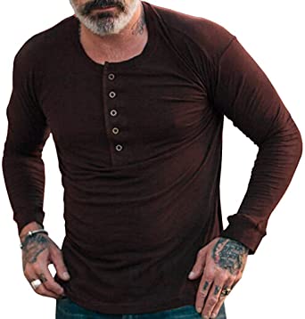 Photo 1 of Esobo Mens Short/Long Sleeve Casual Shirts Basic Cotton Henley T-Shirts XX-Large
