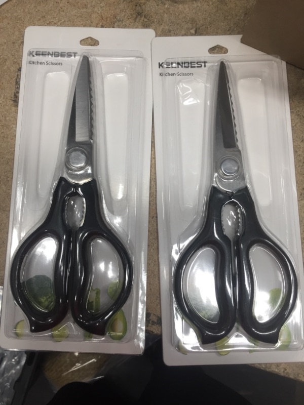 Photo 2 of 2  Kitchen Scissors All Purpose Kitchen Shears Heavy Duty Poultry Shears for Chicken Food Meat and Cooking, Stylelish Black mix Brown
