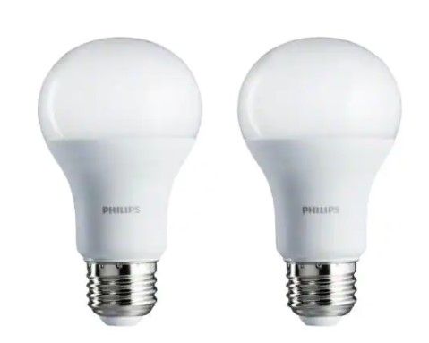 Photo 1 of 4 sets Philips
100-Watt Equivalent A19 Non-Dimmable Energy Saving LED Light Bulb Daylight (5000K) (2-Pack)