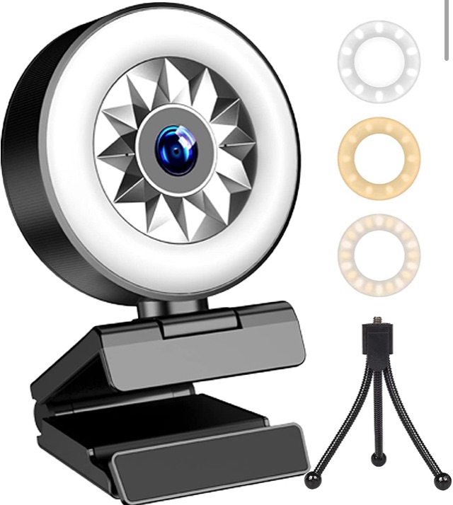 Photo 1 of 1080p Webcam with Microphone and Ring Light, USB Web Camera for Computer, Laptop 2 pack 