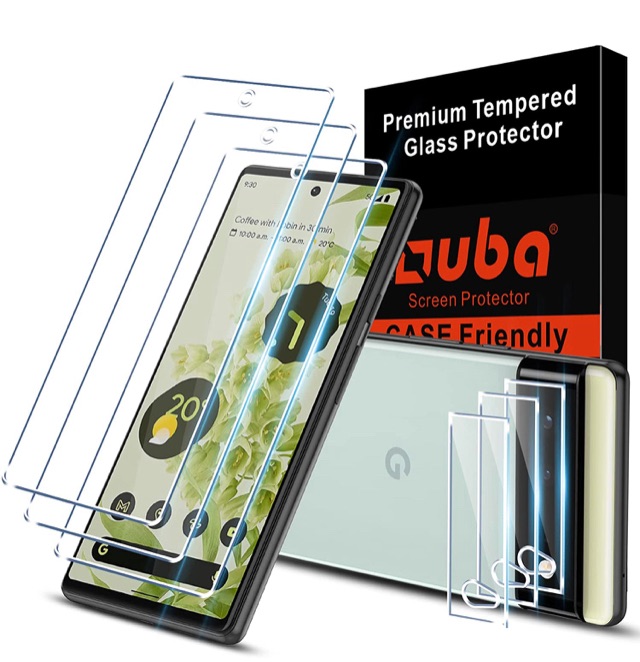 Photo 1 of the Ouba Store [Fingerprint Compatible] OUBA [3+3 Pack] Compatible with Google Pixel 6 5G - 3 Pcs Tempered Glass Screen Protector + 3 Pcs Camera Lens Protector, HD Clear Bubble Free Case Friendly [Easy Alignment Tool] 2 pack 