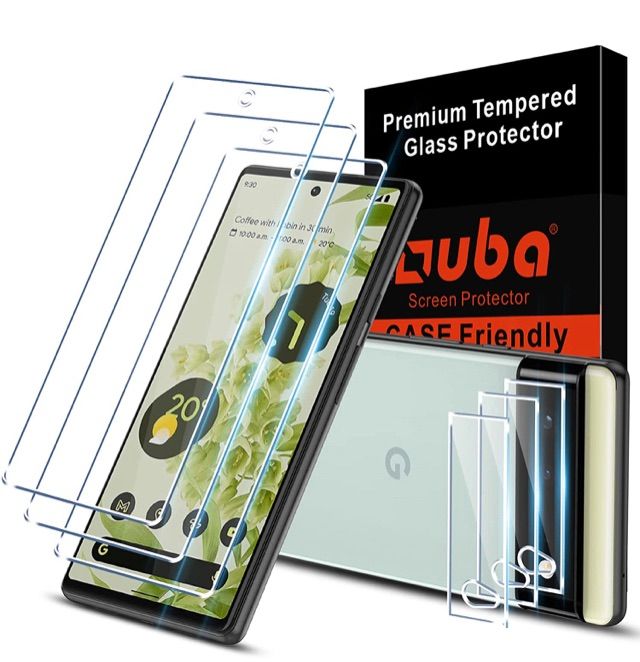 Photo 1 of Fingerprint Compatible] OUBA [3+3 Pack] Compatible with Google Pixel 6 5G - 3 Pcs Tempered Glass Screen Protector + 3 Pcs Camera Lens Protector, HD Clear Bubble Free Case Friendly [Easy Alignment Tool]