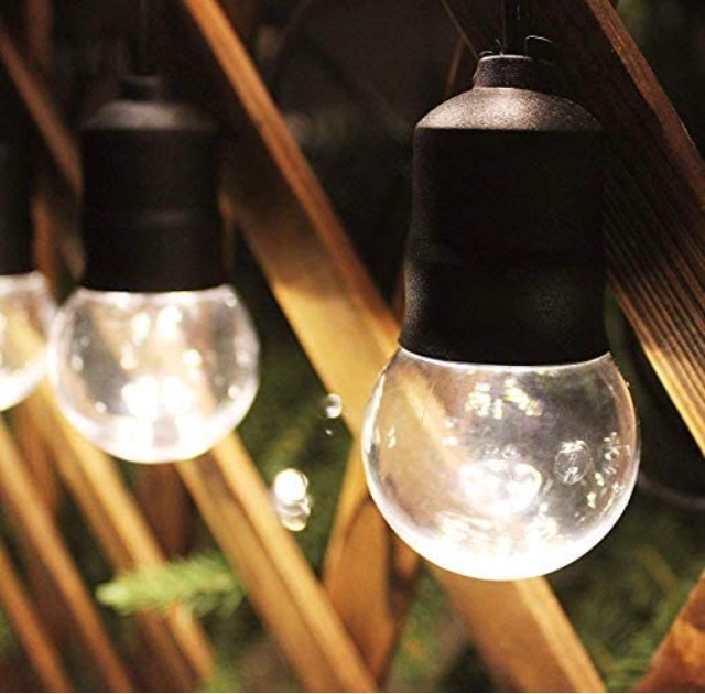 Photo 1 of Waterproof Outdoor String Lights with 15 x Warm White Shatterproof Hanging Globe LED Bulbs for Backyard Garden Patio Pergola Gazebo Bistro Bedroom Cafe Christmas Wedding Party