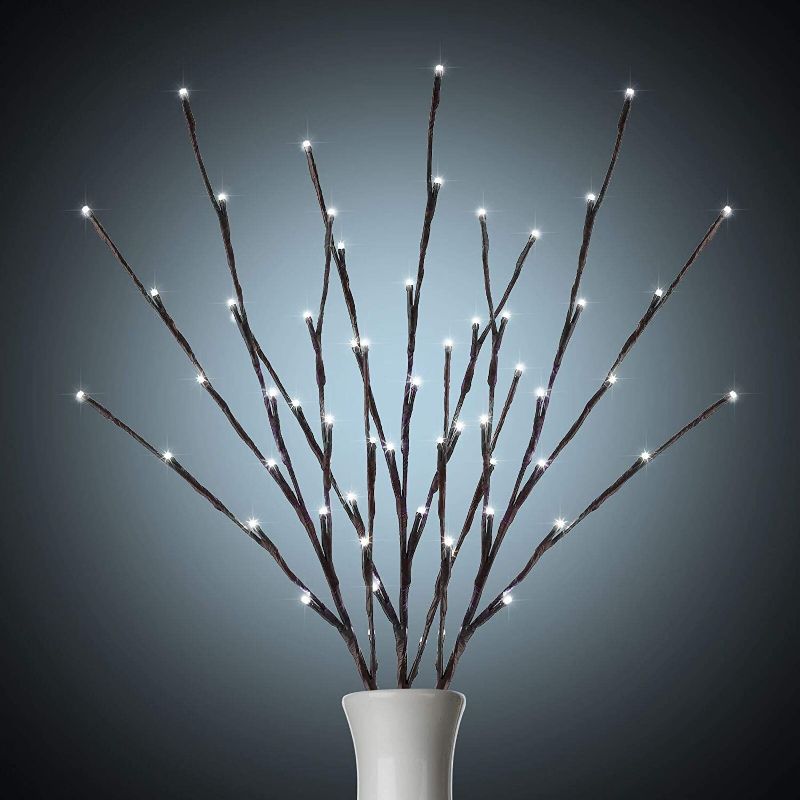 Photo 1 of 3 Pack Lighted Branches for Vases Plug in - Christmas DIY Twig Pathway Lights with 60 LED Bulbs, Artificial Tree Bendable Xmas Fairy Lights with Stakes for Outdoor Indoor Party Decoration, Pure White
