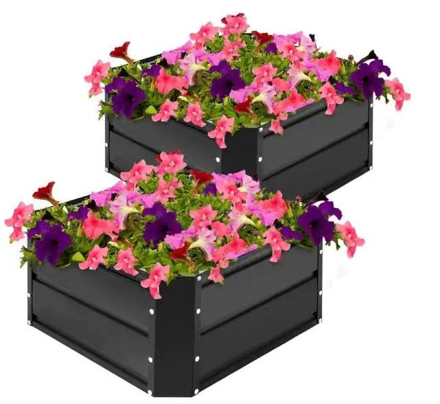 Photo 1 of VEVOR
Metal Planter Box 24 in. x 24 in. x 12 in. Galvanized Steel Planter Boxes 2-Pieces Raised Garden Bed Kit, Black