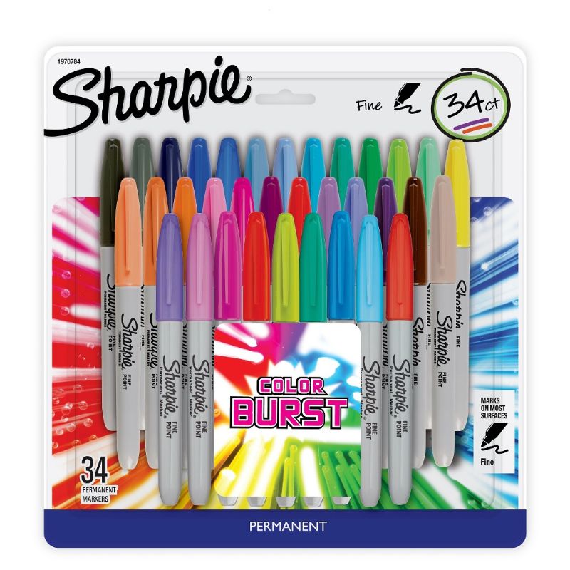 Photo 1 of Sharpie Color Burst 34pk Permanent Markers Multicolor Ink
