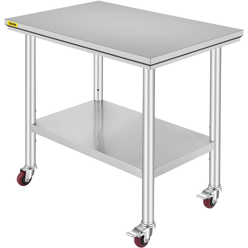 Photo 1 of  Stainless Steel Work Table 36x24 Inch with 4 Wheels