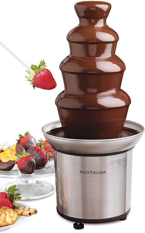 Photo 1 of Nostalgia 32-Ounce Stainless Steel Chocolate Fondue Fountain