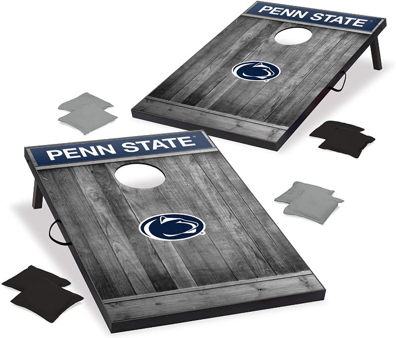 Photo 1 of CAA College Cornhole Boards, 2' x 3' Grey MDF Wood Design by Wild Sports - Comes with 8 corn hole bags in team colors, Great for Football Tailgates
