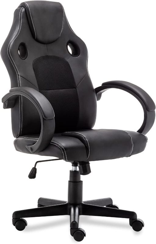 Photo 1 of Toszn Office Chairs, Gaming Chair Swivel Ergonomic Computer Desk Chair with Mesh Padded Seat Adjustable Video Gamr Chairs for Teens, Back Support and PU Leather Armrest Black
