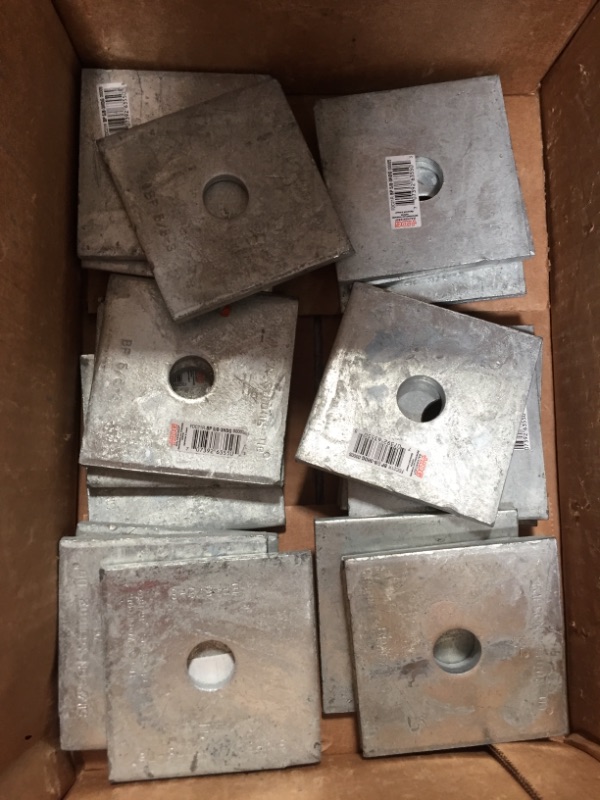 Photo 3 of 20  Simpson Strong-Tie
BP 3 in. x 3 in. Hot-Dip Galvanized Bearing Plate with 5/8 in. Bolt Dia. ** minor scratches***