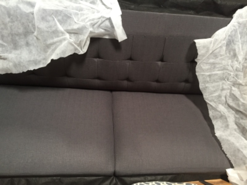 Photo 7 of ** 2 BOXES***
 Poundex F6913 Bobkona Sonya Linen-Like 2 Piece Sofa and Loveseat Set, Ash Black
