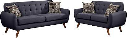 Photo 1 of ** 2 BOXES***
 Poundex F6913 Bobkona Sonya Linen-Like 2 Piece Sofa and Loveseat Set, Ash Black
