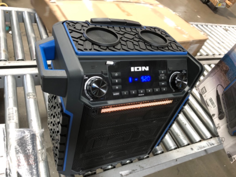 Photo 7 of ION Audio Pickup - 100-watt Water-Resistant Wireless Bluetooth Speaker with 75-Hour Rechargeable Battery, AM/FM Radio and Multi-Color Light Bar
