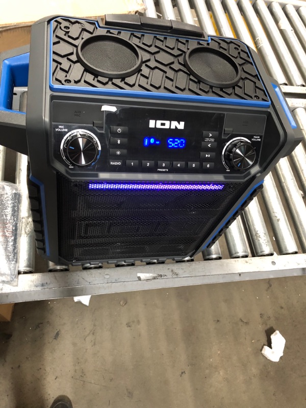 Photo 3 of ION Audio Pickup - 100-watt Water-Resistant Wireless Bluetooth Speaker with 75-Hour Rechargeable Battery, AM/FM Radio and Multi-Color Light Bar
