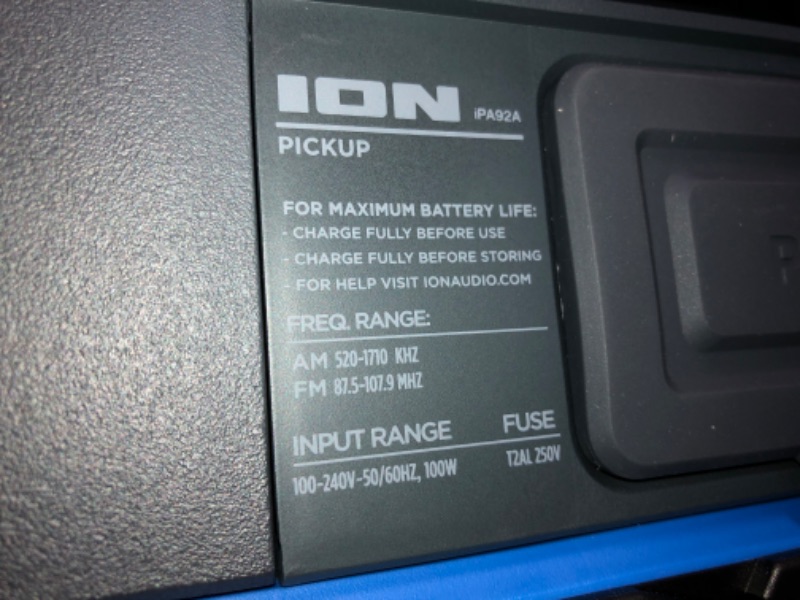 Photo 9 of ION Audio Pickup - 100-watt Water-Resistant Wireless Bluetooth Speaker with 75-Hour Rechargeable Battery, AM/FM Radio and Multi-Color Light Bar
