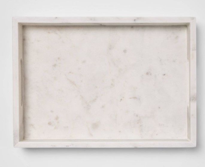 Photo 1 of 14" x 10" Decorative Marble Rectangle Tray White - Project 62™

