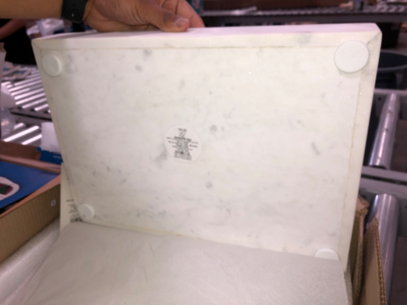 Photo 2 of 14" x 10" Decorative Marble Rectangle Tray White - Project 62™

