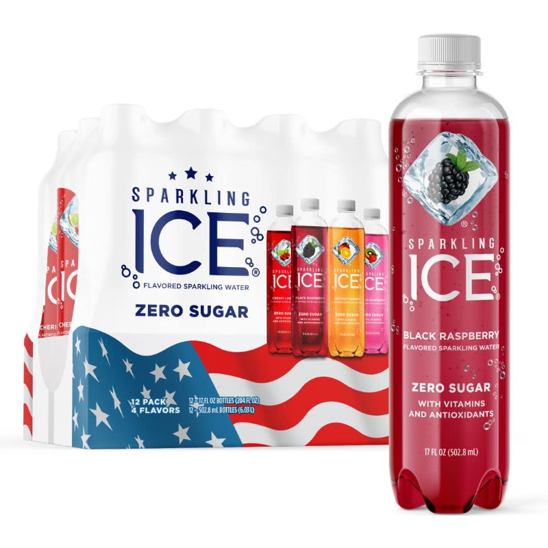 Photo 1 of BEST BY - 11/04/2022 
Sparkling Ice Purple Variety Pack, 17 fl oz - Pack of 12 (Black Raspberry, Cherry Limeade, Orange Mango, Kiwi Strawberry) Package may vary
