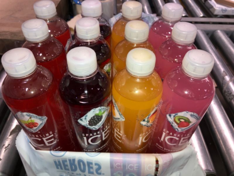 Photo 1 of BEST BY - 11/04/2022 
Sparkling Ice Purple Variety Pack, 17 fl oz - Pack of 12 (Black Raspberry, Cherry Limeade, Orange Mango, Kiwi Strawberry) Package may vary
