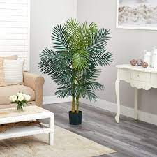 Photo 1 of *** MINOR DAMAGE**  Nearly Natural 5ft. Golden Cane Palm Artificial Tree, Green
