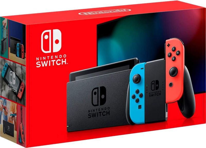 Photo 1 of Nintendo Switch with Neon Blue and Neon Red Joy-Con

