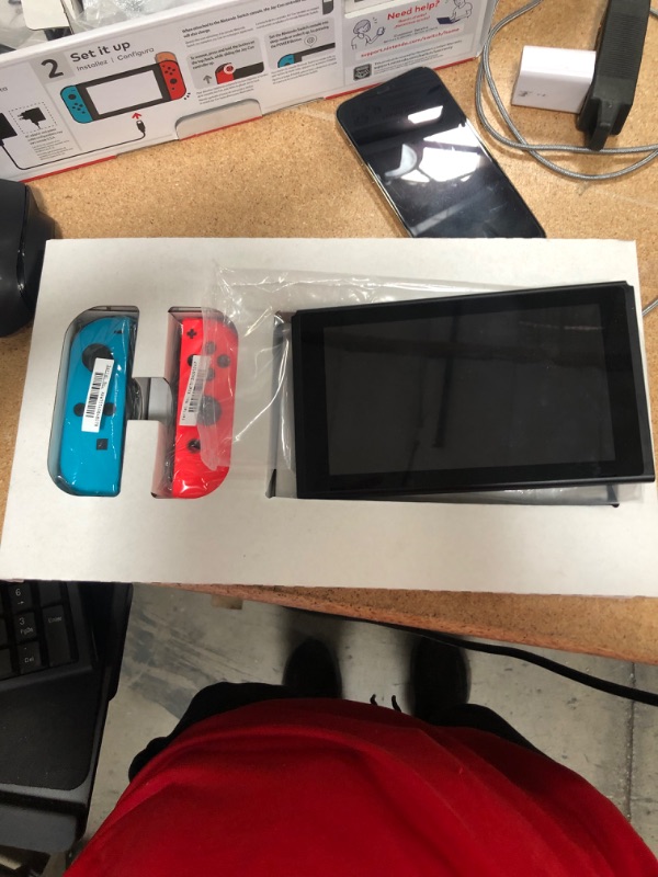 Photo 2 of ***PARTS ONLY***Nintendo Switch with Neon Blue and Neon Red Joy?Con NON FUNCTIONAL
