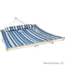 Photo 1 of 10.8 ft. Hammock Bed Hammock and Pillow with Spreader Bar Misty Beach
