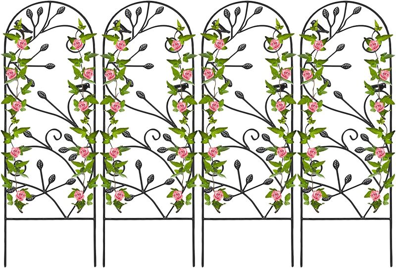 Photo 1 of Amagabeli 4 Pack Garden Trellis for Climbing Plants 46" x 15" Rustproof Sturdy Black Iron Trellis Plants Support Metal Trellis for Climbing Rose Vine Vegetable Flower Ivy Grape Cucumber Clematis GT02
