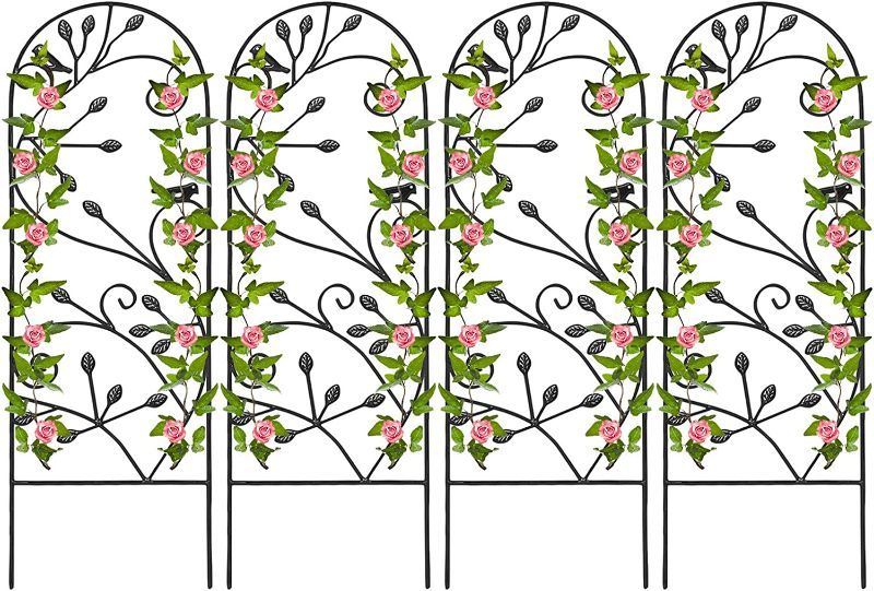 Photo 1 of Amagabeli 4 Pack Garden Trellis for Climbing Plants 46" x 15" Rustproof Sturdy Black Iron Trellis Plants Support Metal Trellis for Climbing Rose Vine Vegetable Flower Ivy Grape Cucumber Clematis GT02