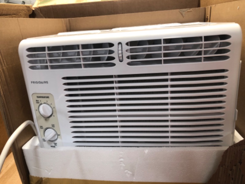 Photo 2 of **powers on, but fan does not turn and unit does not release air**
Frigidaire Window-Mounted Room Air Conditioner, 5,000 BTU, in White
