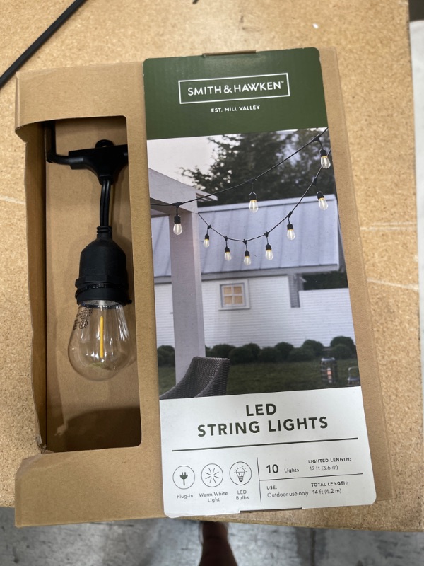 Photo 2 of 10ct Vintage LED Outdoor Drop String Lights with Tube Filaments Black - Smith & Hawken™
