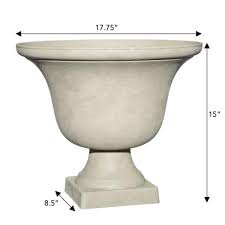 Photo 1 of 17.75 in. Springfield Polar White Textured Resin Urn
