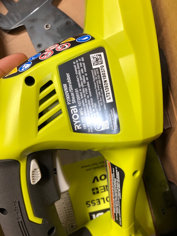 Photo 1 of Ryobi ONE+ 18 Volt Lithium-Ion Cordless Grass Shear & Shrubber (Equipment Only)
