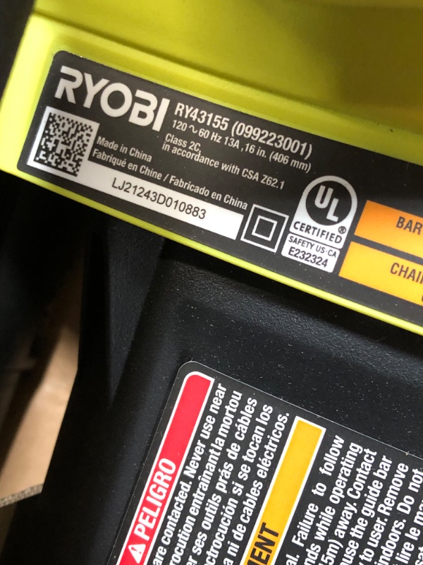 Photo 4 of RYOBI 16 in. 13 Amp Electric Chainsaw