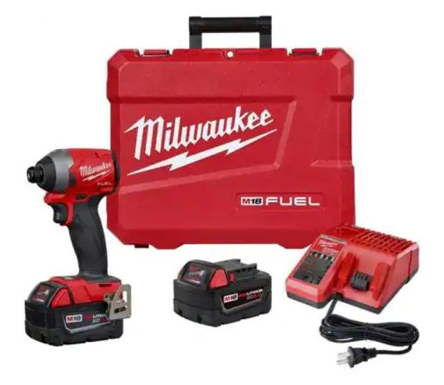 Photo 1 of Milwaukee M18 FUEL 18-Volt Lithium-Ion Brushless Cordless 1/4 in. Hex Impact Driver Kit with Two 5.0Ah Batteries Charger Hard Case