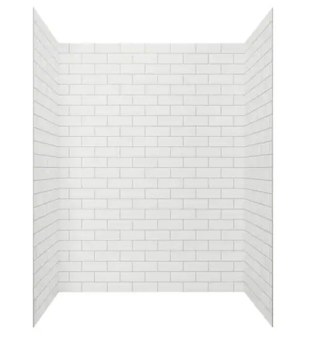 Photo 1 of American Standard Passage 32 in. x 60 in. x 72 in. 4-Piece Glue-Up Alcove Shower Wall in White Subway Tile