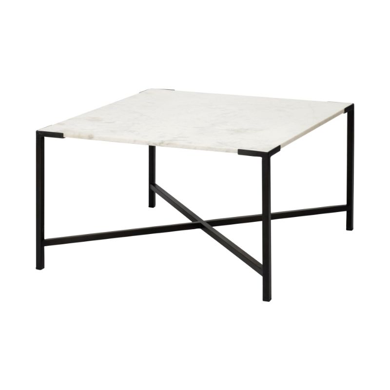 Photo 1 of BASE ONLY Lucas II White and Black Marble Top Coffee Table
